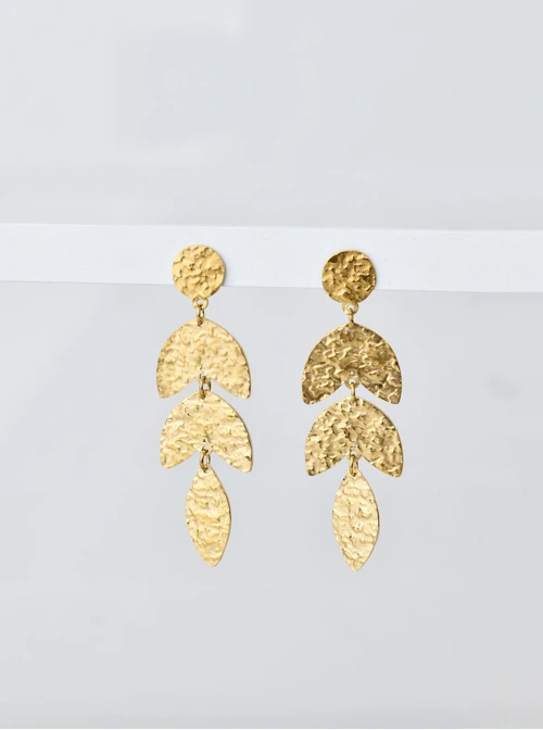 Kolczyki młotkowane listki, złoty S205133Z00