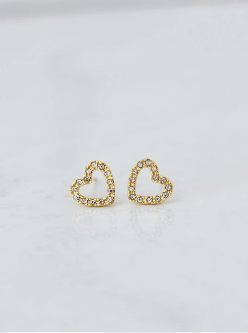 Kolczyki serduszka, kryształki, złoty S205246Z00