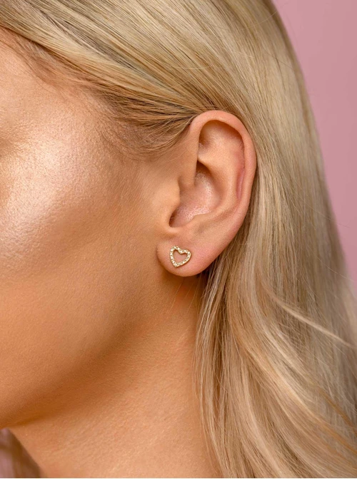 Kolczyki serduszka, kryształki, złoty S205246Z00