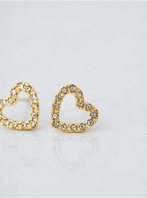 Kolczyki serduszka, kryształki, złoty S205246Z00