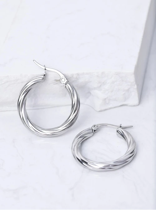 Kolczyki skręcane koła, srebrny S205478S00