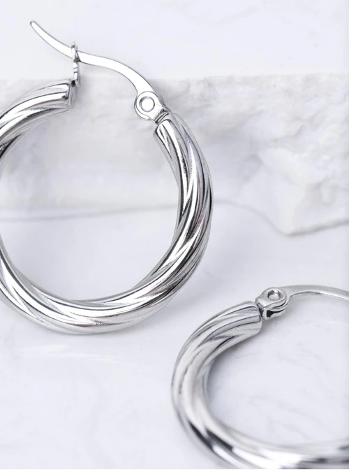 Kolczyki skręcane koła, srebrny S205478S00