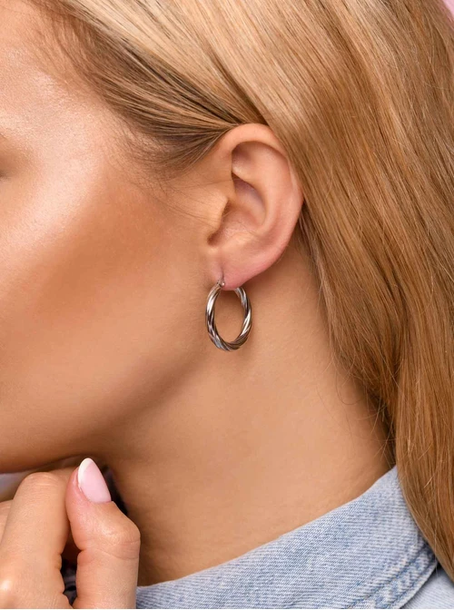 Kolczyki skręcane koła, srebrny S205478S00