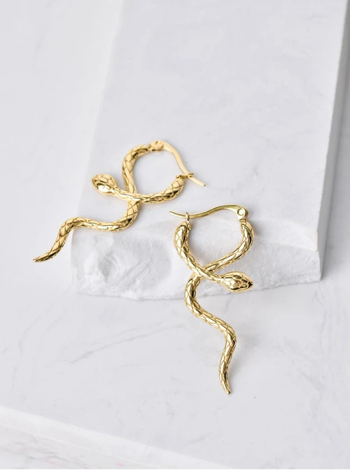 Kolczyki wiszące, Wąż, złoty S205479Z00