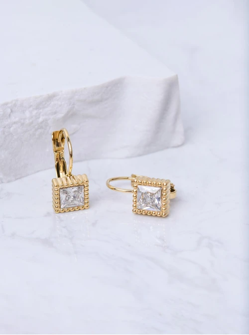 Kolczyki wiszące, kryształek, złoty S205380Z02