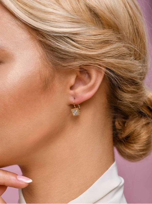 Kolczyki wiszące, kryształek, złoty S205380Z02