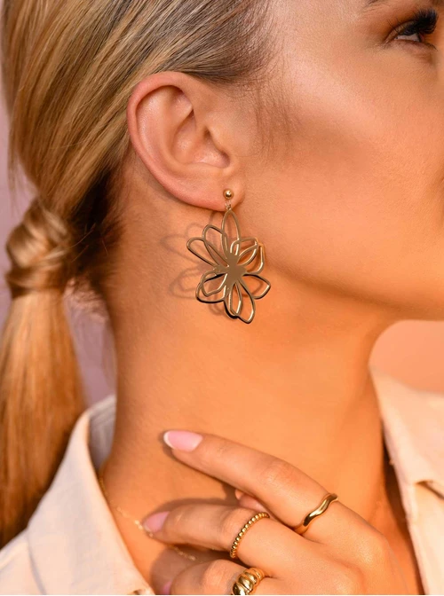 Kolczyki wiszące kwiaty, złoty S205384Z00