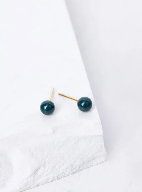 Kolczyki zielone kuleczki, złoty S205393Z05