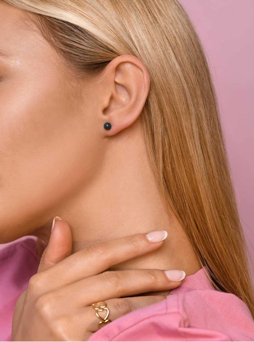 Kolczyki zielone kuleczki, złoty S205393Z05