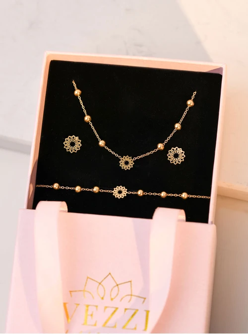 [Zestaw] Naszyjnik Rozeta Vezzi, kuleczki,  złoty S305323Z00