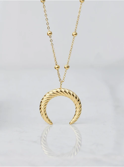 Naszyjnik długi, duży księżyc, złoty S305301Z00 