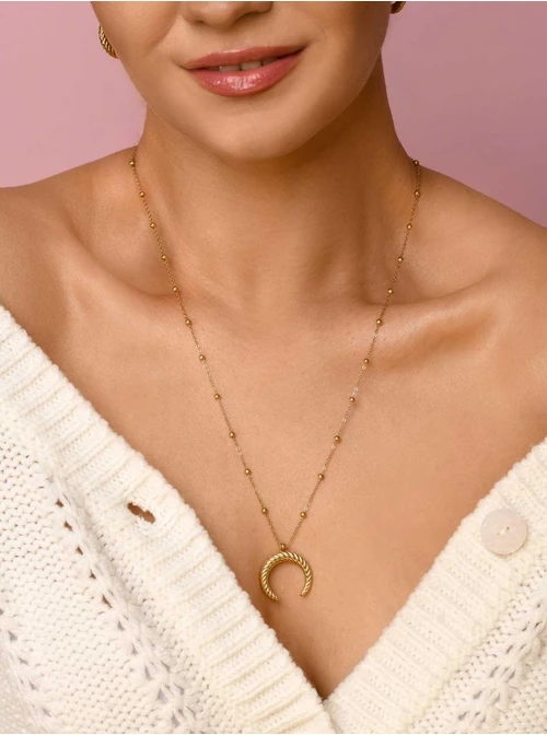 Naszyjnik długi, duży księżyc, złoty S305301Z00 