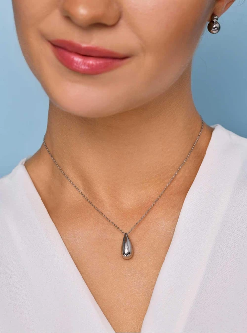 Naszyjnik dmuchana kropla, łezka, srebrny S306432S00