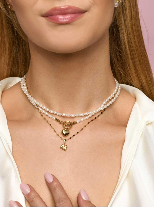 Naszyjnik dmuchana literka M, złoty S305741Z00