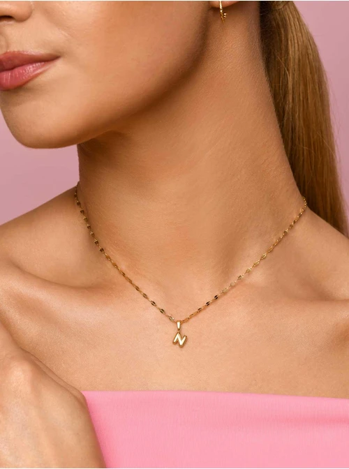 Naszyjnik dmuchana literka N, złoty S305738Z00