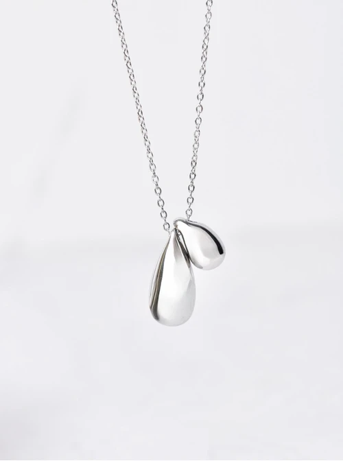 Naszyjnik dmuchane krople, łezki, srebrny S306431S00