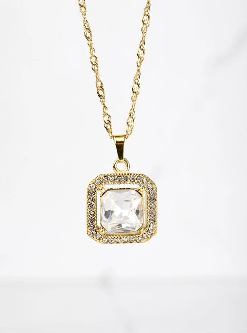 Naszyjnik kryształ, złoty S305295Z02