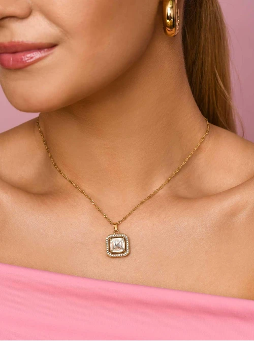 Naszyjnik kryształ, złoty S305295Z02