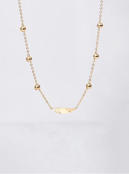 Naszyjnik piórko, kuleczki, złoty S305319Z00