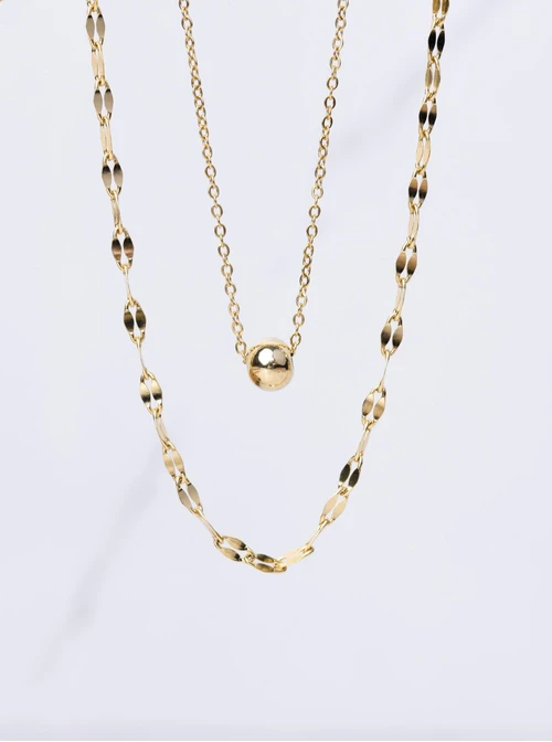 Naszyjnik podwójny, kuleczka, złoty S305397Z00