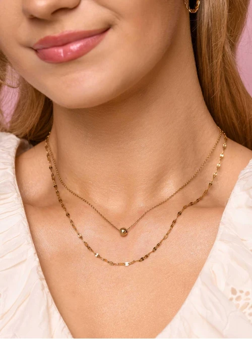 Naszyjnik podwójny, kuleczka, złoty S305397Z00