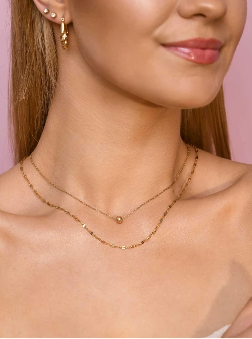 Naszyjnik podwójny, kuleczka, złoty S305397Z00