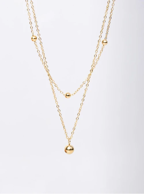 Naszyjnik podwójny, kuleczki, złoty S305385Z00