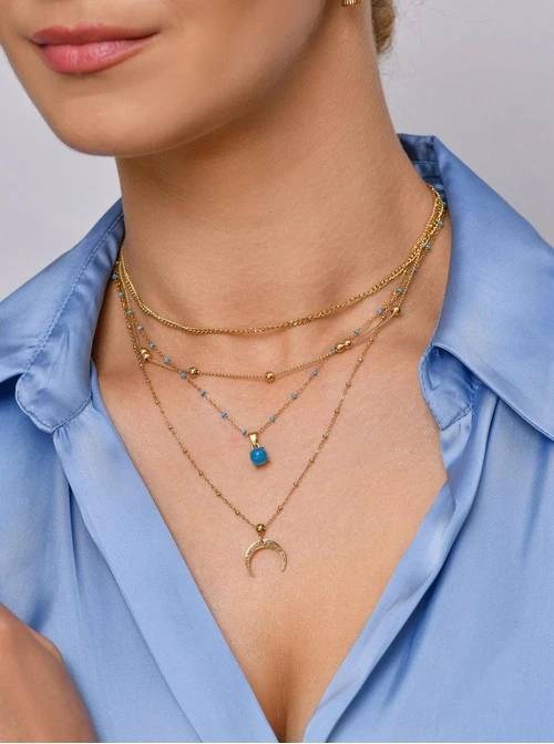 Naszyjnik podwójny, kuleczki, złoty S305404Z00