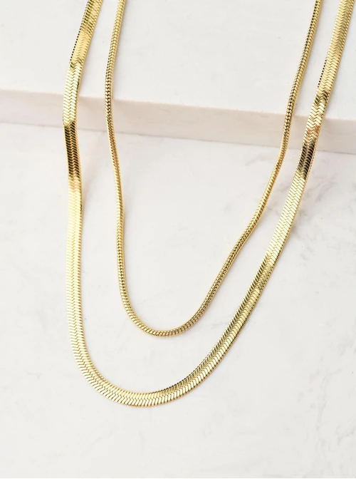 Naszyjnik podwójny, żmijka, złoty S305406Z00