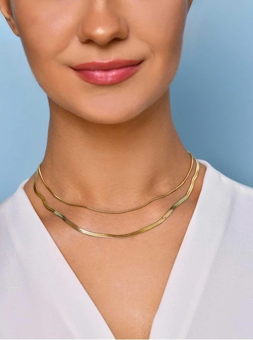 Naszyjnik podwójny, żmijka, złoty S305406Z00