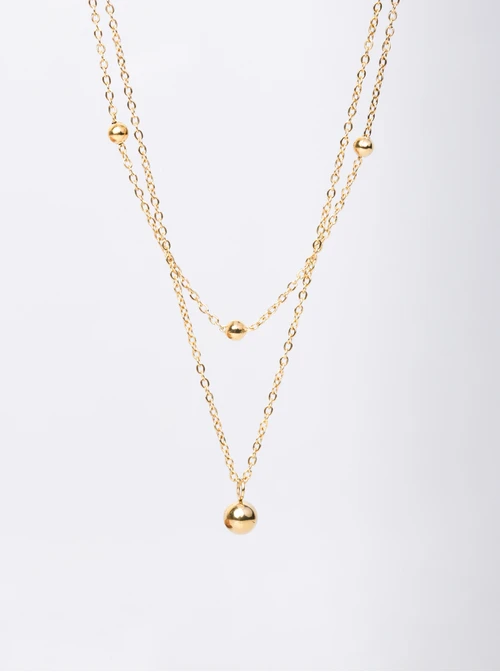 [Zestaw] Naszyjnik podwójny, kuleczki, złoty S305385Z00