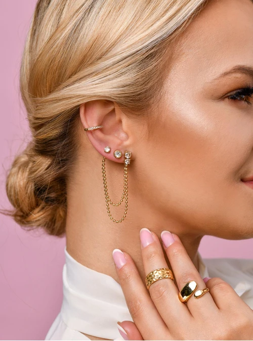 Nausznica z kryształkami, złoty S205168Z00