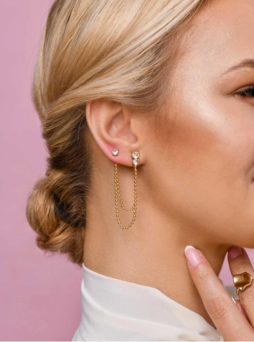 Nausznica z kryształkami, złoty S205358Z00