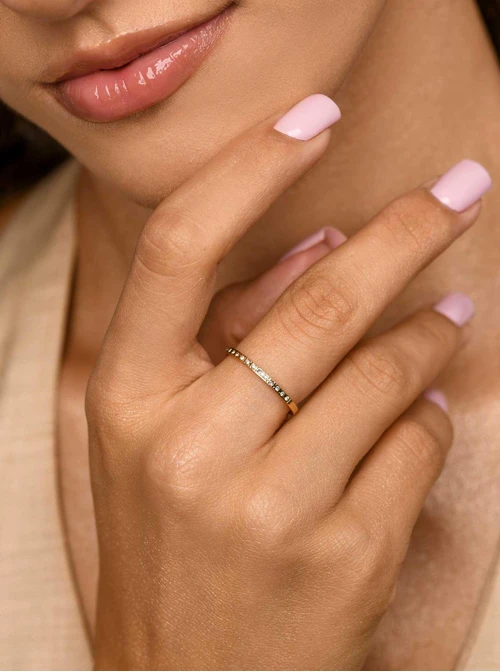 Pierścionek kryształki, złoty S405696Z00