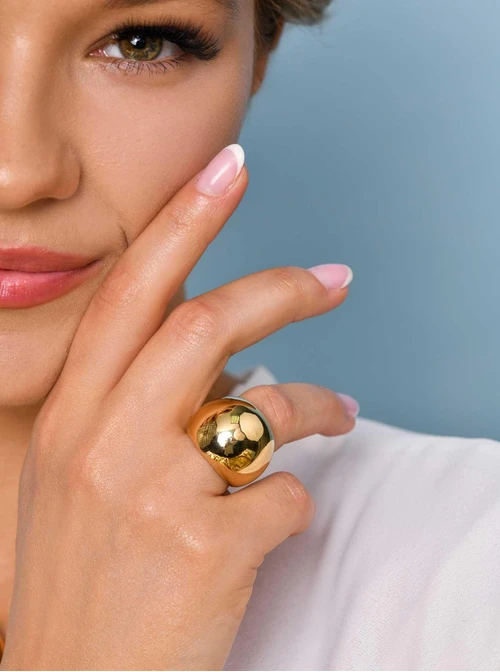 Pierścionek masywny, gładki złoty, S405706Z00