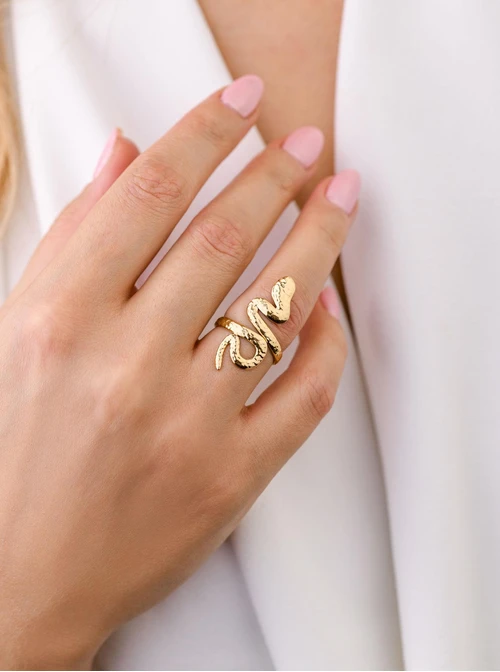 Pierścionek regulowany Wąż, złoty S405668Z00-0