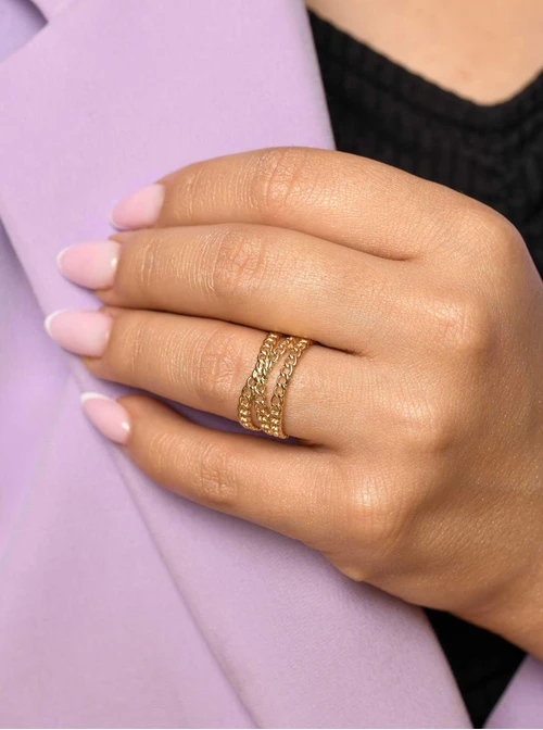 Pierścionek regulowany łańcuszek, złoty S405714Z00-0