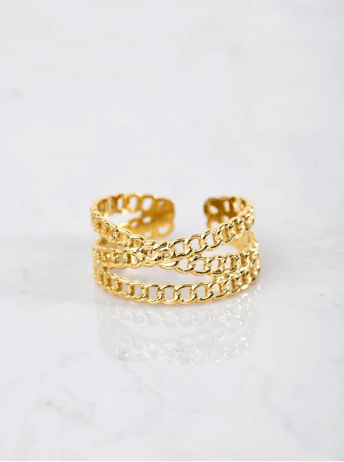 Pierścionek regulowany łańcuszek, złoty S405714Z00-0