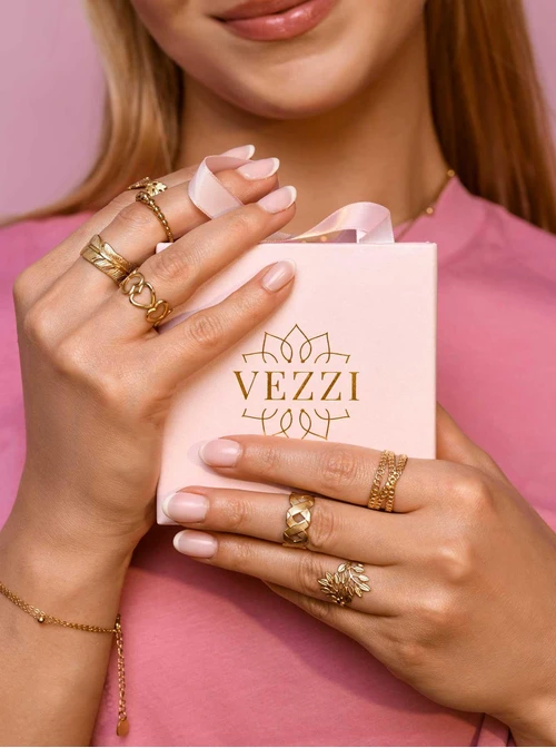 Pierścionek regulowany łańcuszek, złoty S405714Z00-0