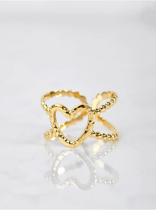 Pierścionek regulowany serduszko, złoty S405657Z00-0