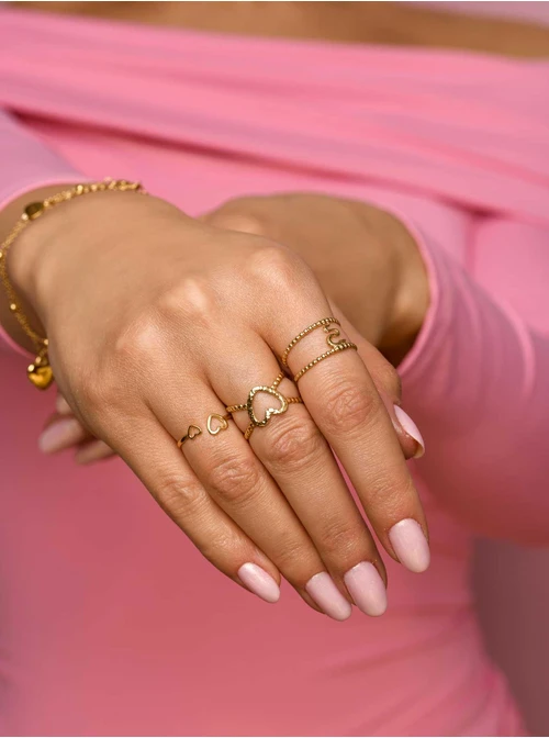 Pierścionek regulowany serduszko, złoty S405657Z00-0