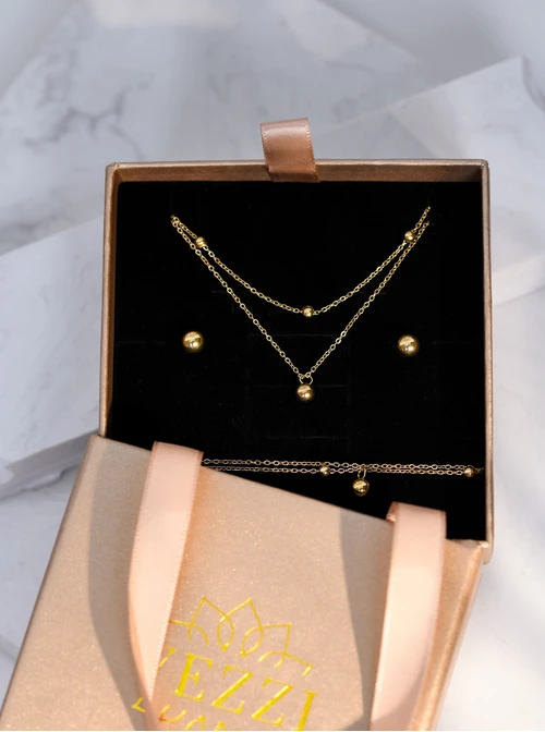 [Zestaw] Naszyjnik podwójny, kuleczki, złoty S305385Z00