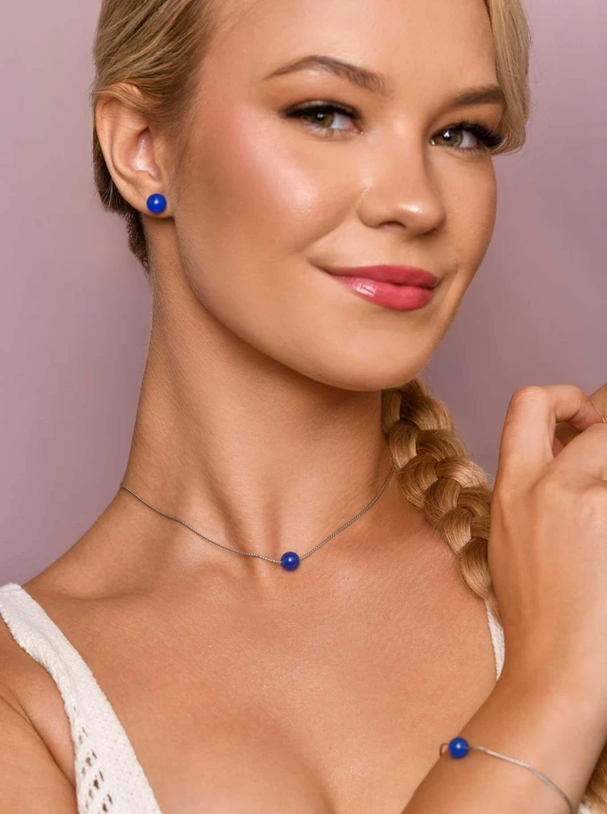 Kolczyki Agat Niebieski, srebrny S206773S00