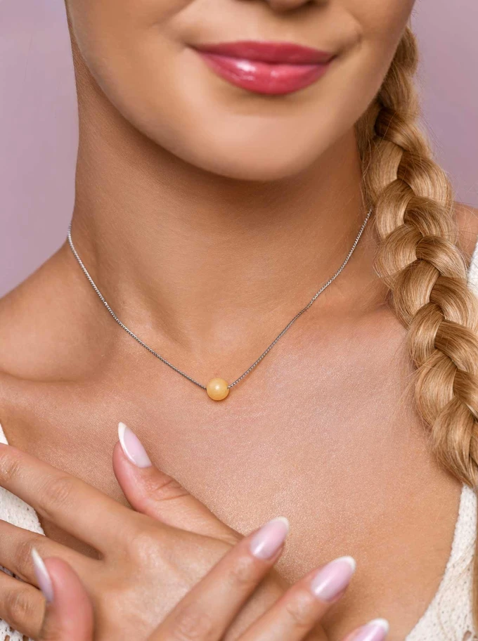 Naszyjnik Jadeit Żółty, srebrny S306727S00