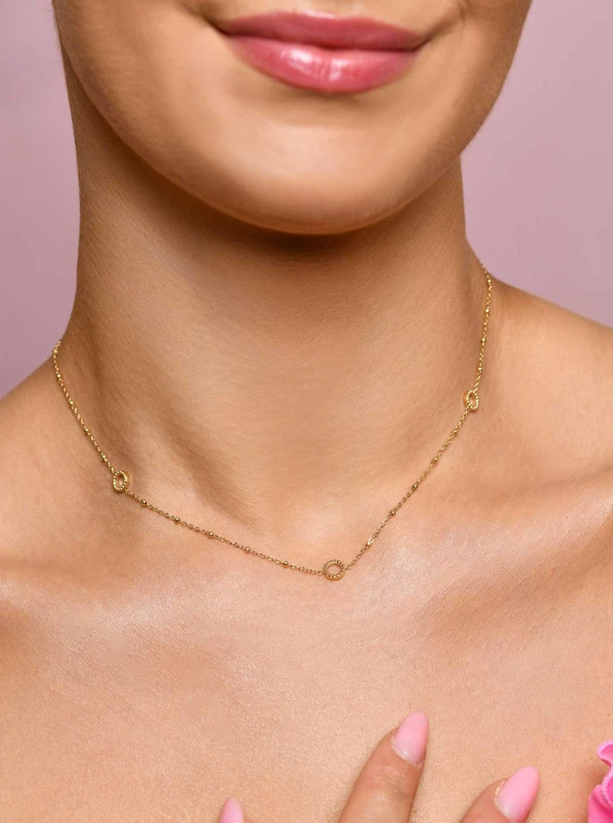 Naszyjnik malutkie kółeczka, kuleczki, złoty S305902Z00