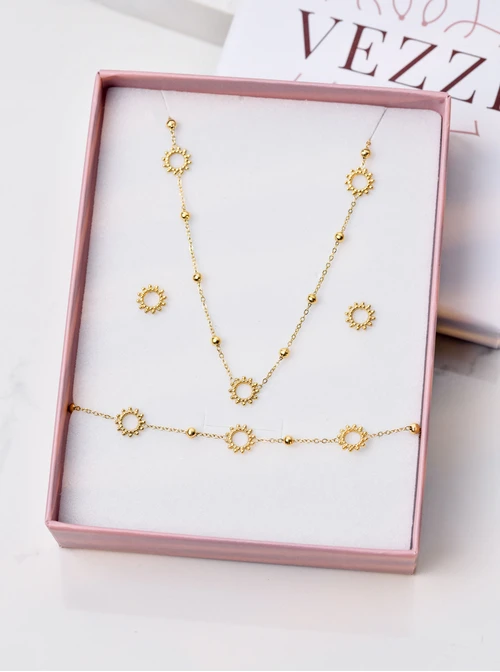 [Zestaw] Naszyjnik słoneczka, kuleczki, złoty S305899Z00