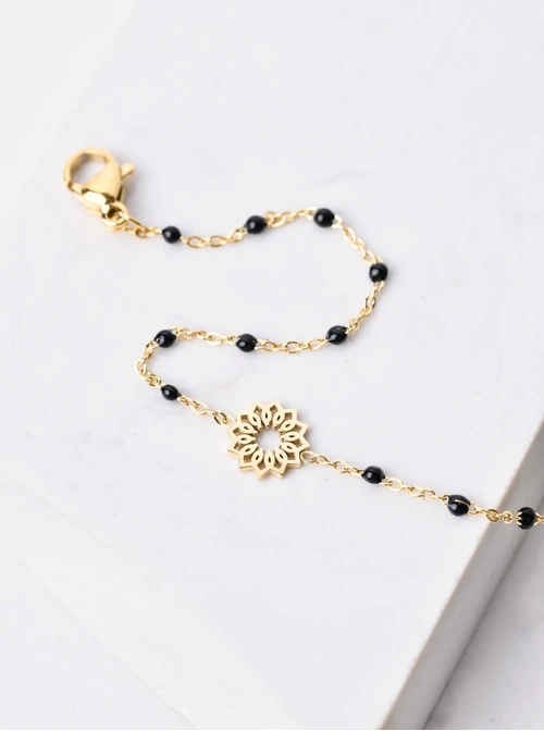 Bransoletka Rozeta Vezzi, czarne kuleczki, złoty S106784Z01