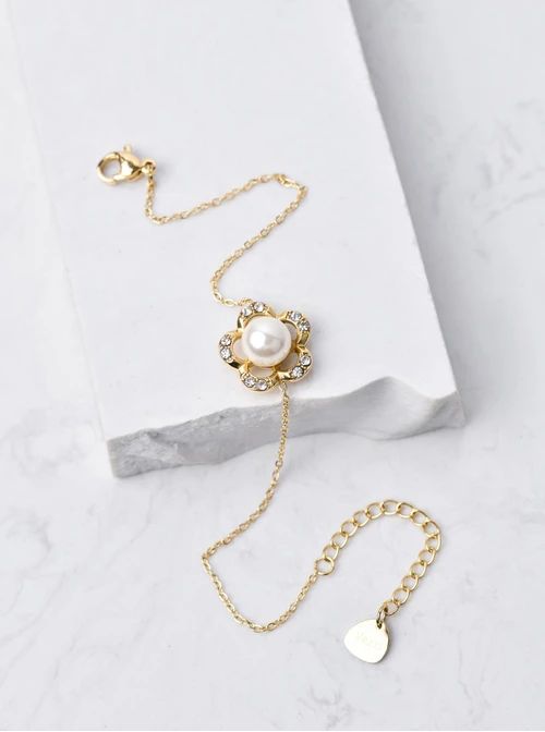 Bransoletka kwiaty z perełką, złoty S106080Z00