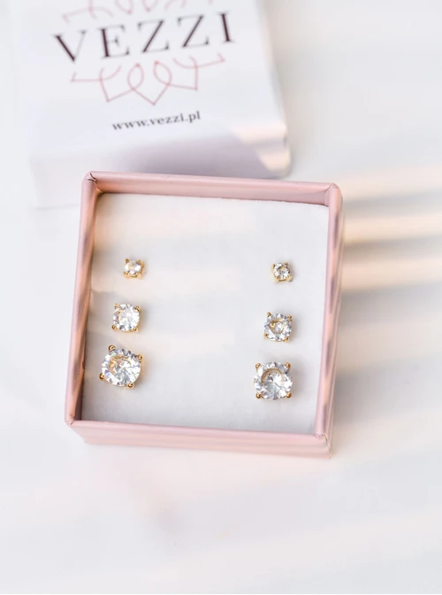 [Zestaw] Kolczyki malutki kryształek, złoty S205348Z02