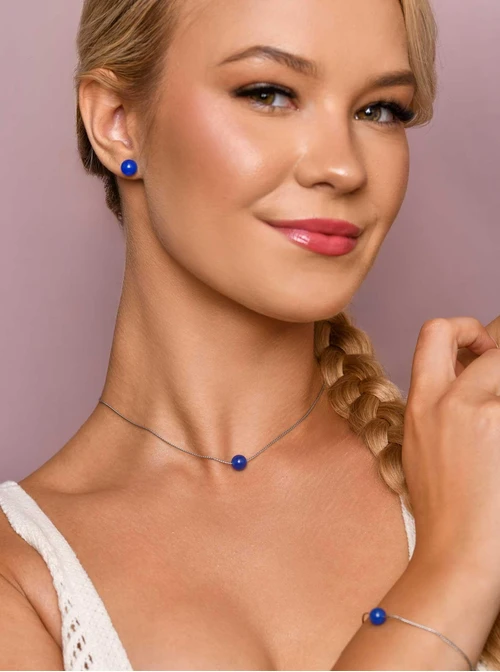 Kolczyki Agat Niebieski, srebrny S206773S00